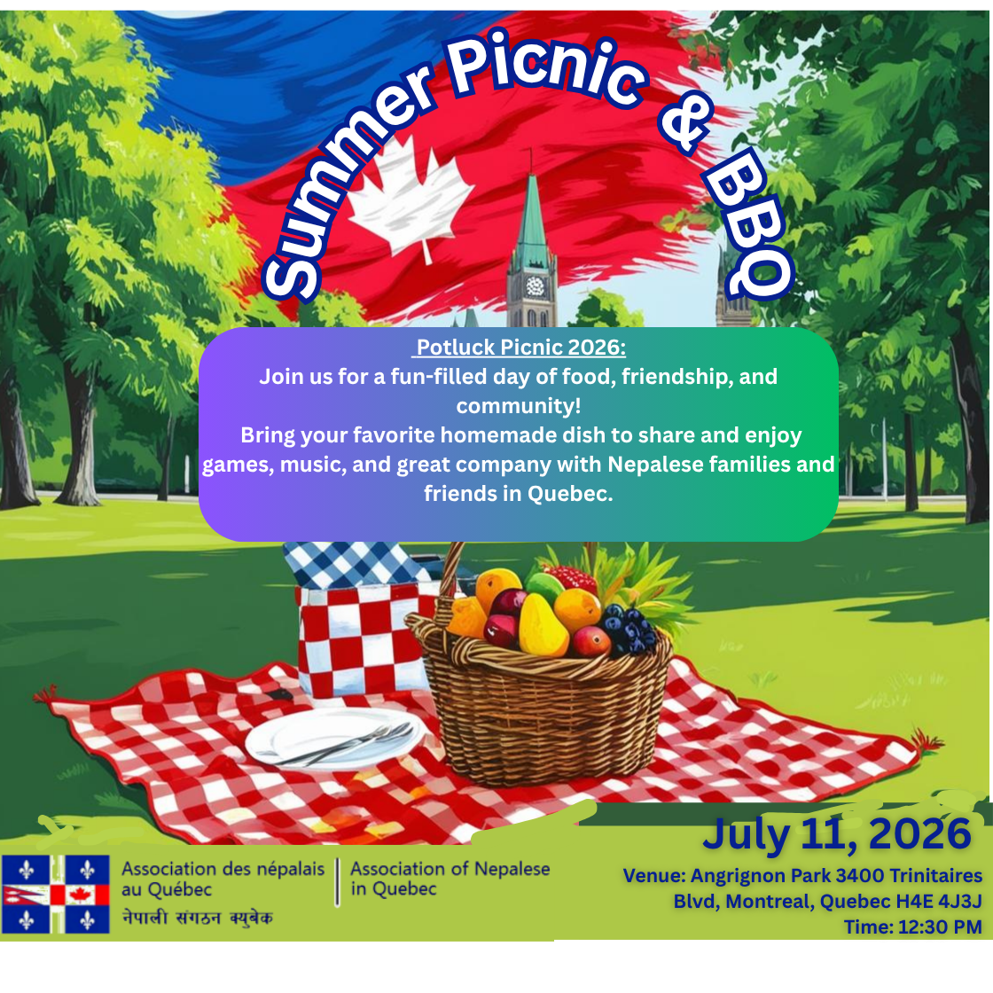 Summer Picnic (Potluck): Saturday, 11th July 2026
